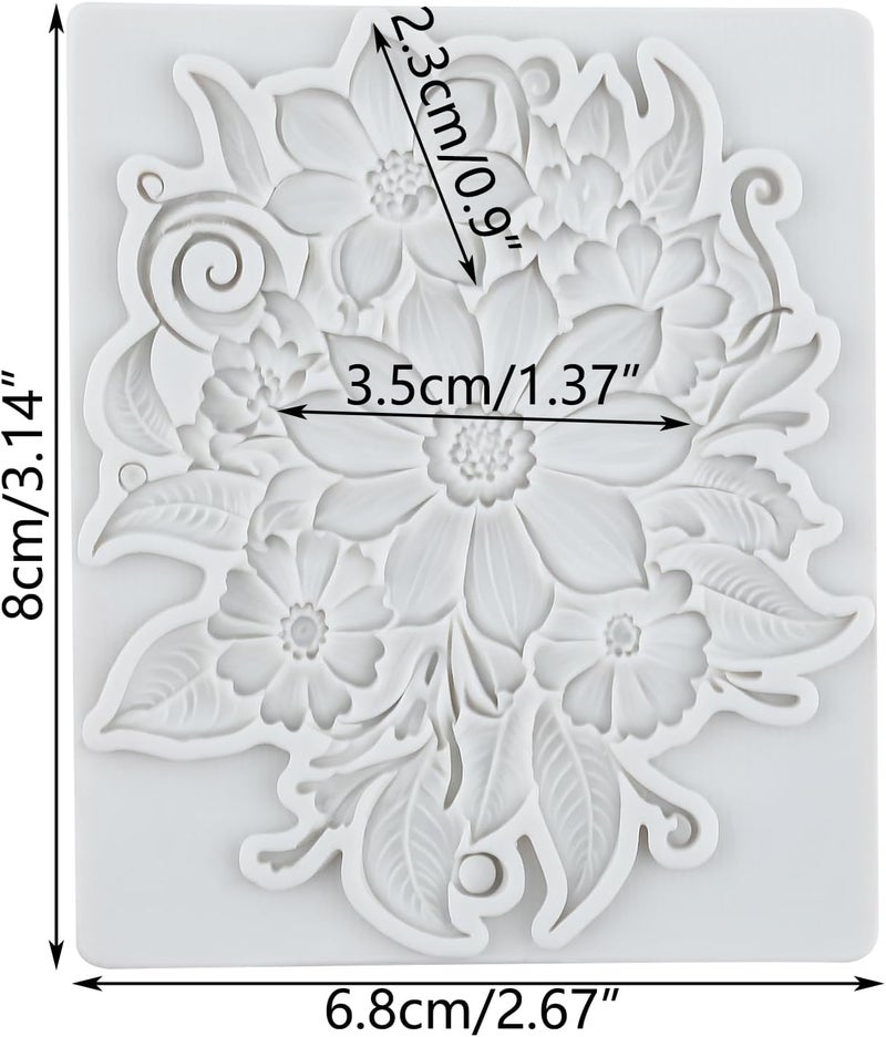 TAOXIBEI Baroque Flower Polymer Clay Molds Daisy Flower Silicone Mold for DIY Crafts Epoxy Resin Casting Air Dry Polymer Clay Plaster Jewelry Making - Image 2